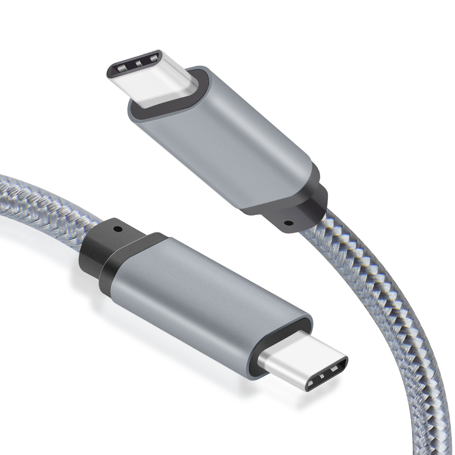 WGGE METAL USB C 3.1  to USB C 3.1 Cable Nylon braiding Support Fast Charger (Gen1) (Grey)