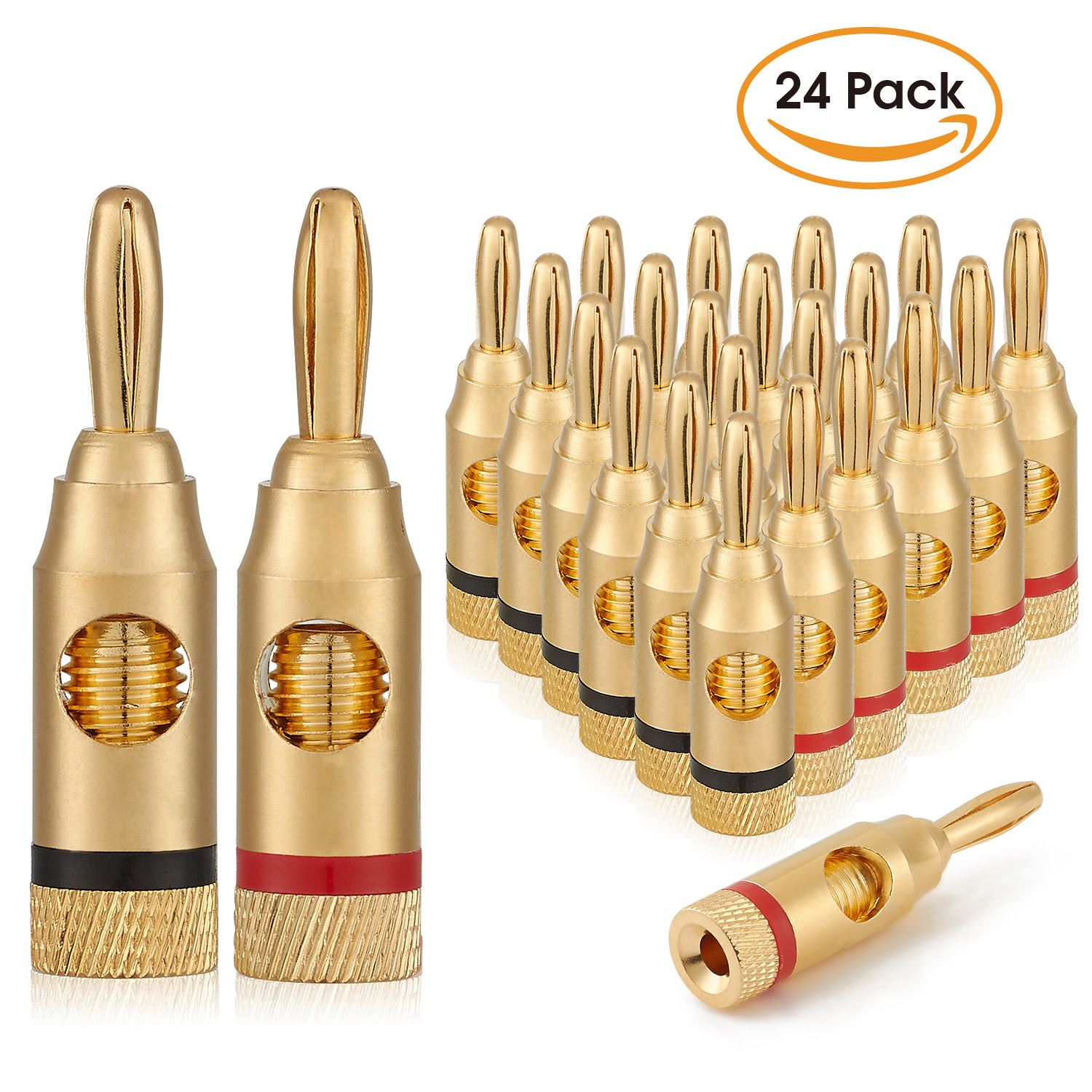 WGGE WG-3334 24k Gold Plated Banana Plugs or Connectors (Open Screw Type)