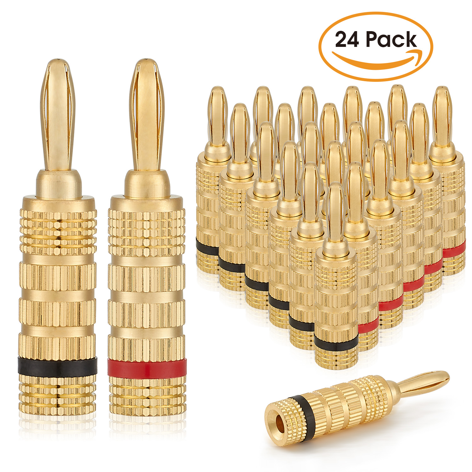 WGGE WG-3333 24k Gold Plated Speaker Banana Plugs-Closed Screw Type