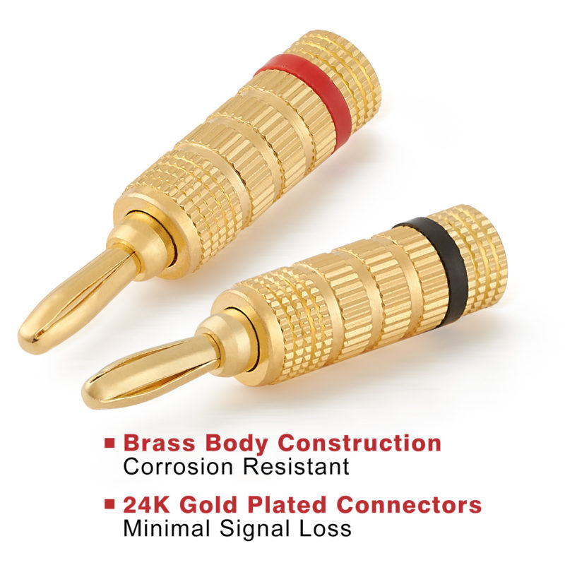 Wgge Bananenstecker 24K Vergoldet – 6 Paar (12 Stecker), Geschraubt, Für Lautsprecherkabel Bis 12 AWG