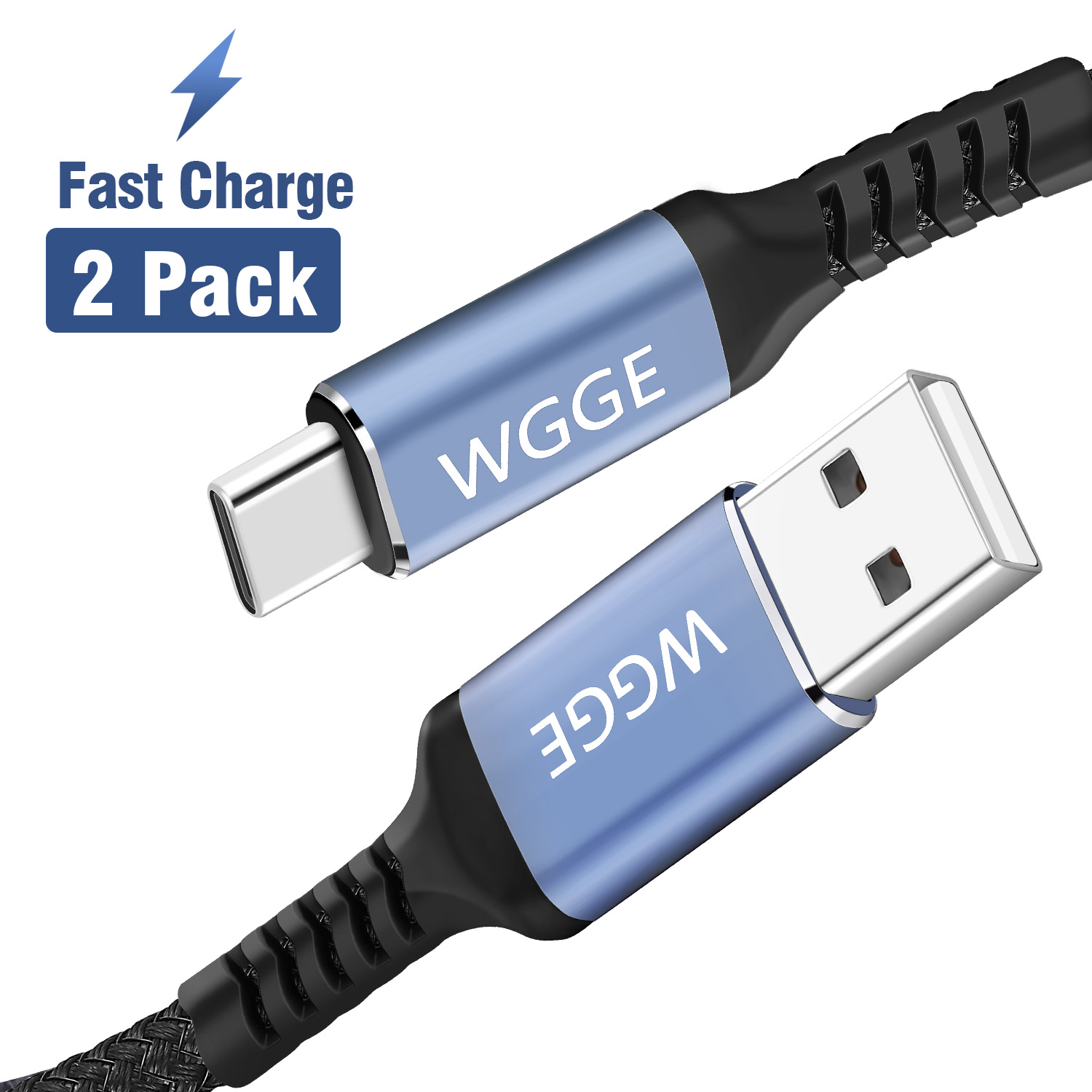 USB A to USB C Cable 2.0 USB Type C Nylon Braided &Fast Charging Cord, Compatible with Samsung Galaxy S10 S9 S8 Plus Note 9 8,Moto Z Z3,LG V50 G8,Switch,Other USB C Devices (6.6 feet/2 Pack)