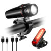 WGGE Ultra Bright USB Rechargeable Bike Light Set,Powerful Bicycle Front Headlight and Back Taillight,Easy to Install for Night Riding Fits All Bicycles,Mountain,Road or Camping