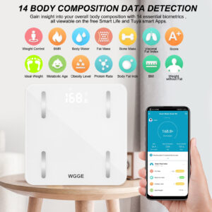 WGGE Bluetooth Body Fat Scale, Smart Digital Bathroom Scale Highly